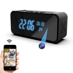 Réveil Enceinte Bluetooth camera espion WIFI Full HD Détection de mouvement