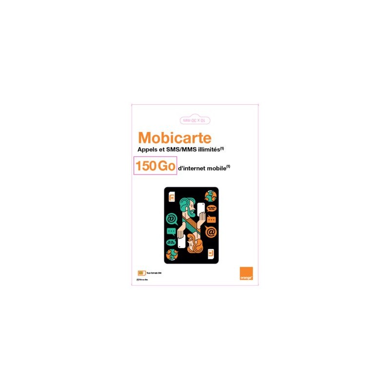 Carte SIM prépayée orange compatible avec nos produits 150 Go