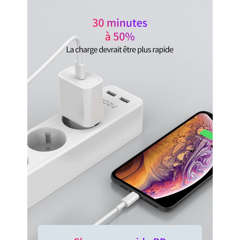 Chargeur Secteur Rapide 18W Compatible avec iPhone