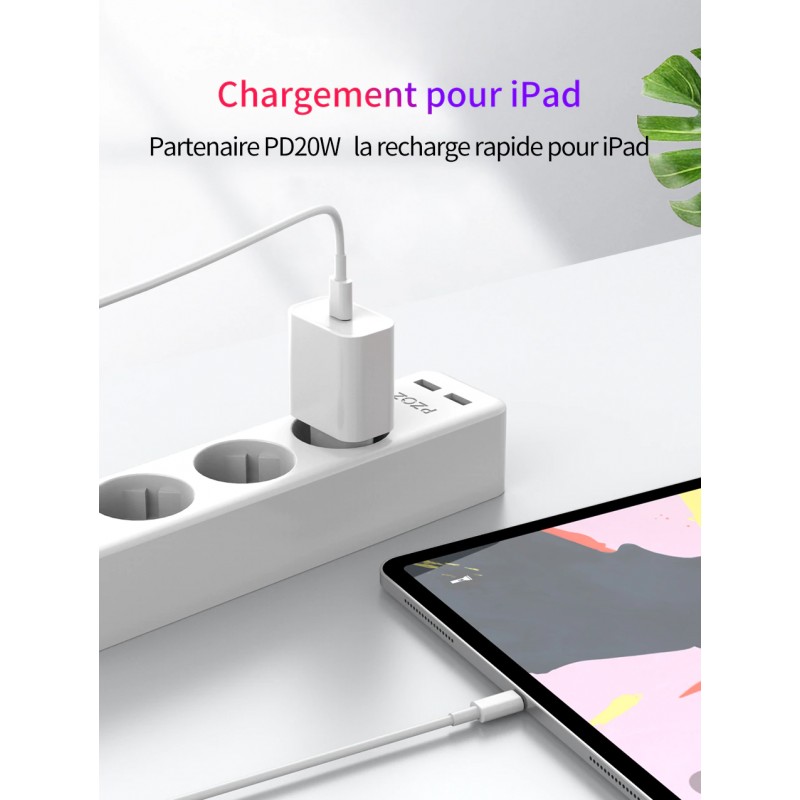 Chargeur Secteur Rapide 18W Compatible avec iPhone