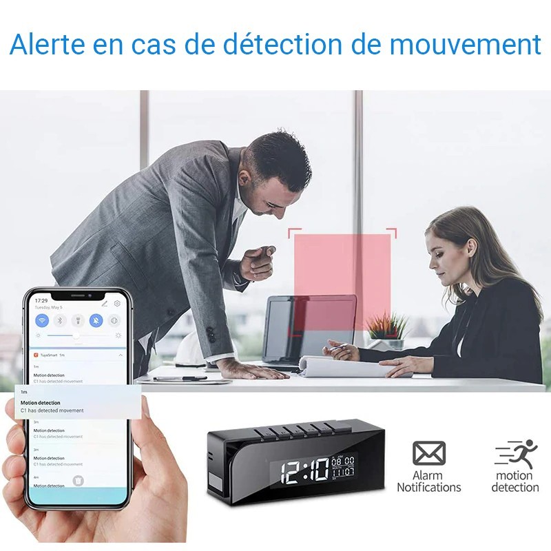 Réveil camera 1080p Wifi détection de mouvement