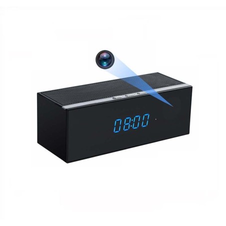 Enceinte Bluetooth horloge camera espion WIFI Full HD Détection de mouvement