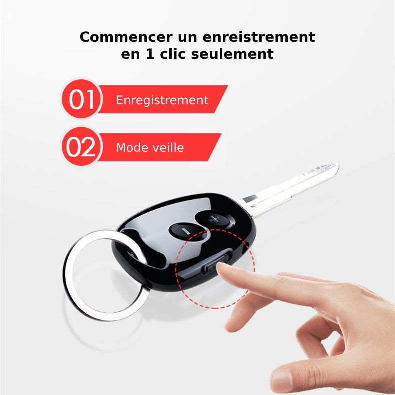 Clé de voiture enregistreur audio micro espion